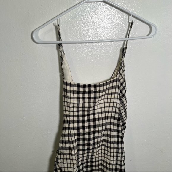 Free People Nodia Gingham Check Wrap Mini Dress Black White 0 - Picture 8 of 12